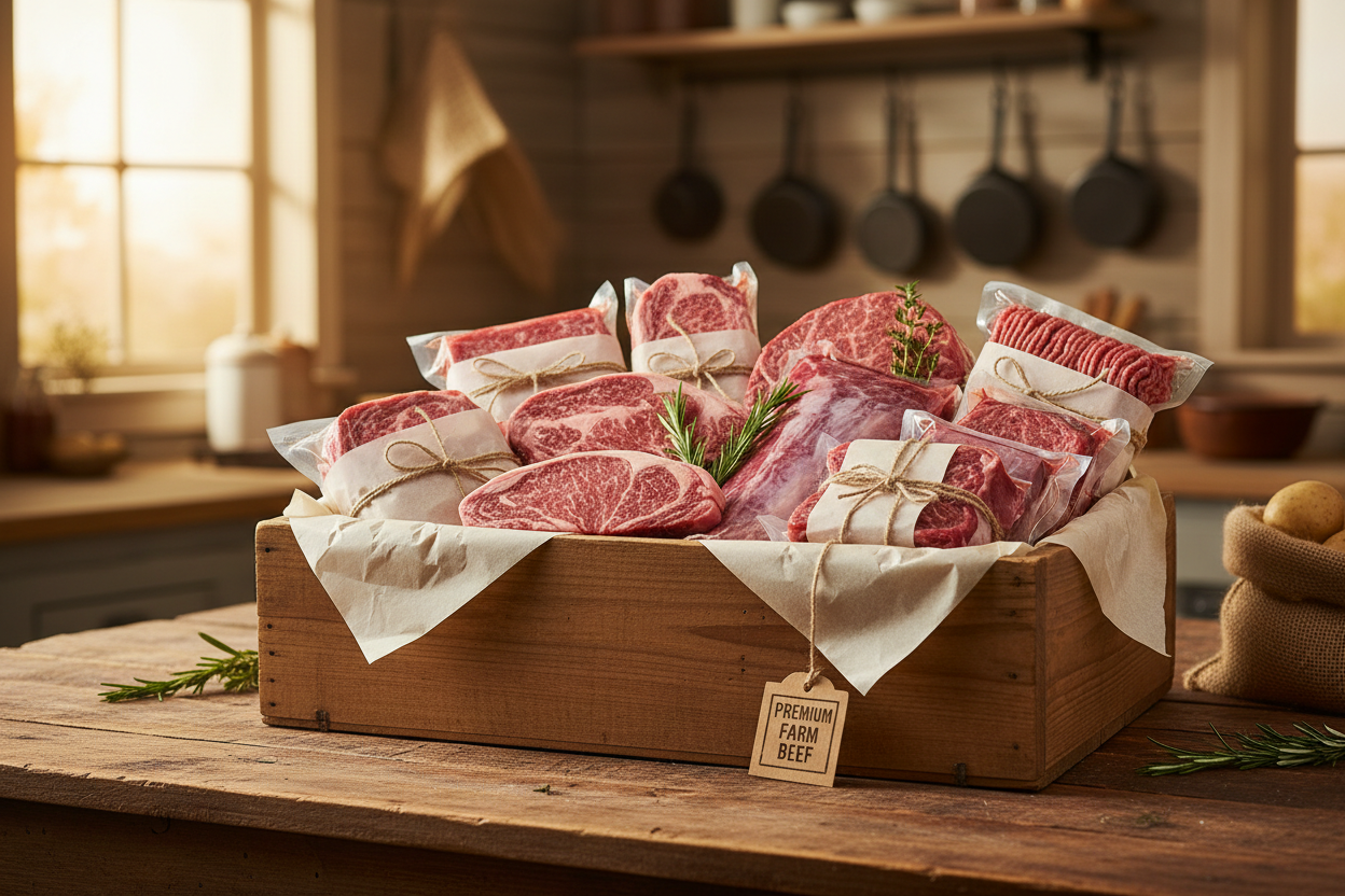 Homestead Family Beef Box - large selection of premium grain-finished beef cuts